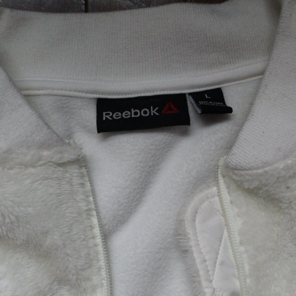 Reebok Fuzzy Fleece White Jacket Size Large - Picture 2 of 5